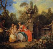 Nicolas Lancret A Lady and Gentleman Taking Coffee with Children in a Garden oil on canvas